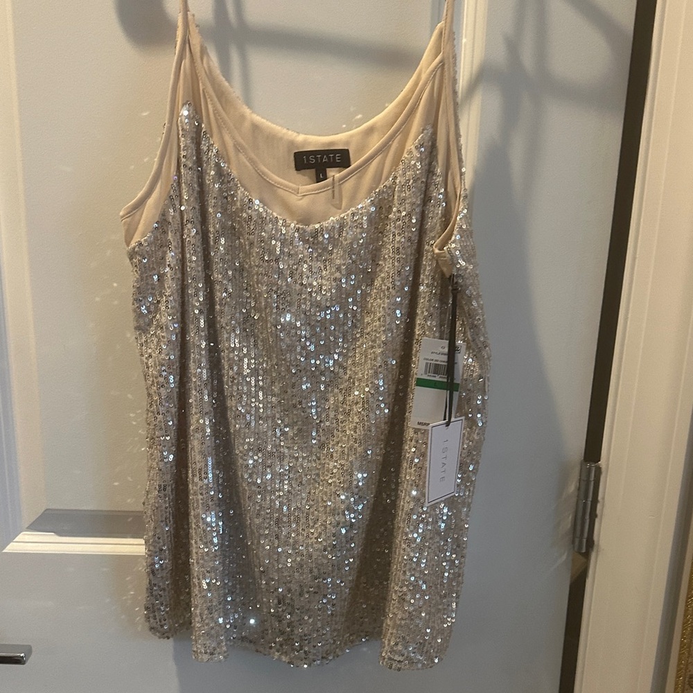 1. State Women's Sparkling Silver Camisole